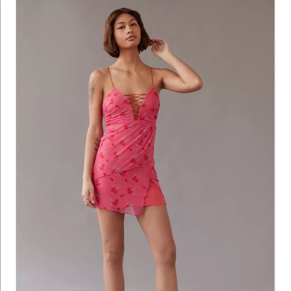 UO bright side lace-up mini dress